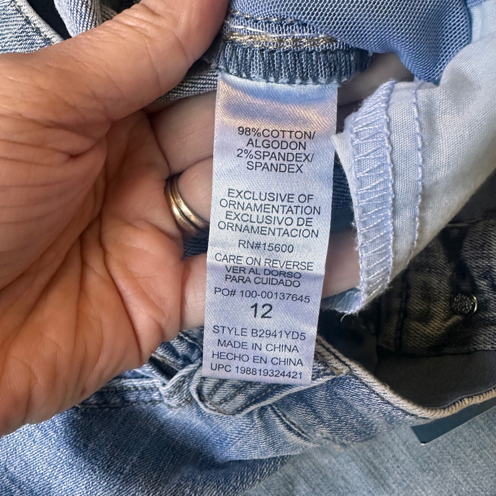 Democracy Ab Solution Skyrise Wide Leg Jeans Womens 12 High Rise Distressed Blue - Picture 3 of 7